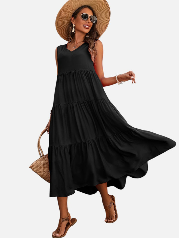 Women’s V-Neck Tiered Maxi Dress – Effortless Summer Elegance