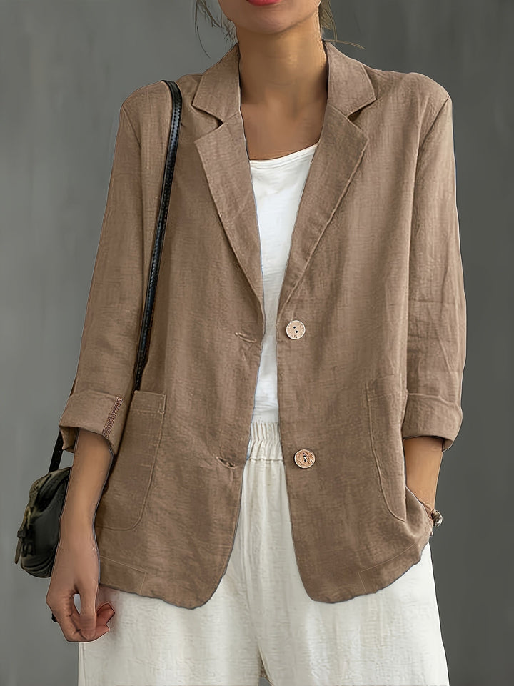 Nadia | Classic Linen Blazer With Pockets For Smart Casual Wear
