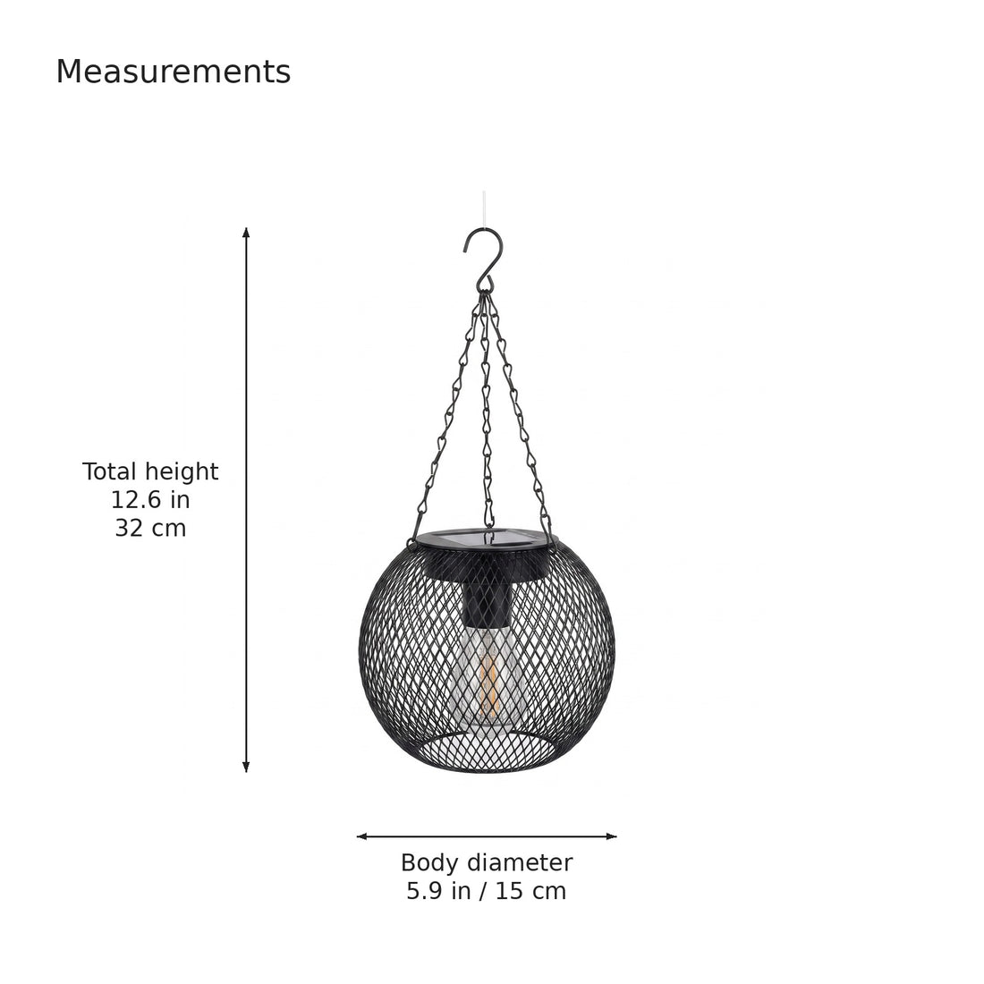 Cranbrook Mesh Solar Garden Lantern | dimensions | 54b02483305da8aa