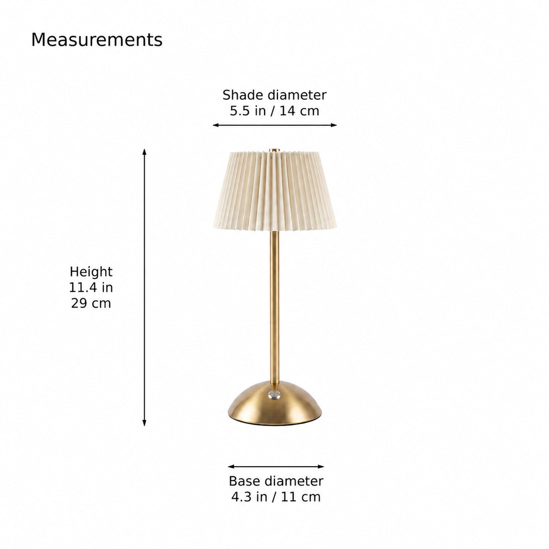Woodford Pleated Shade Cordless Table Lamp | dimensions | 0728e9b342123da2