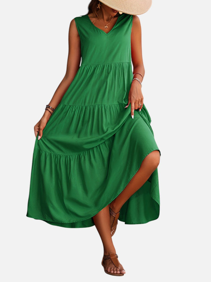 Women’s V-Neck Tiered Maxi Dress – Effortless Summer Elegance