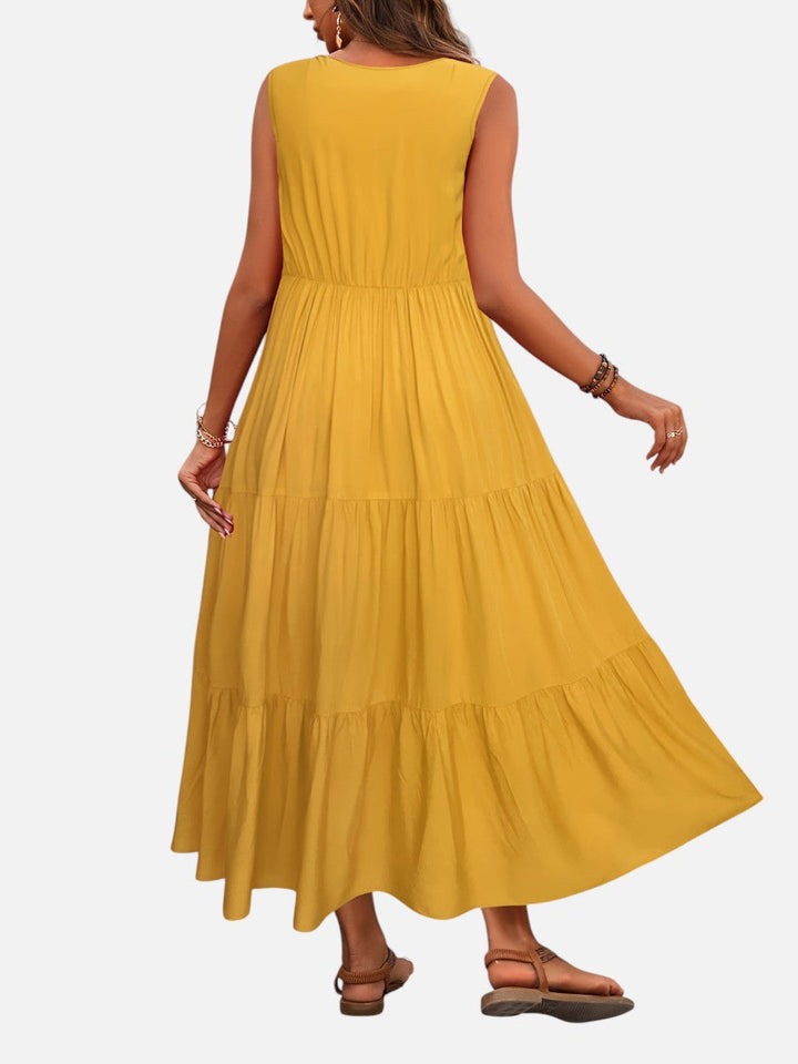 Women’s V-Neck Tiered Maxi Dress – Effortless Summer Elegance