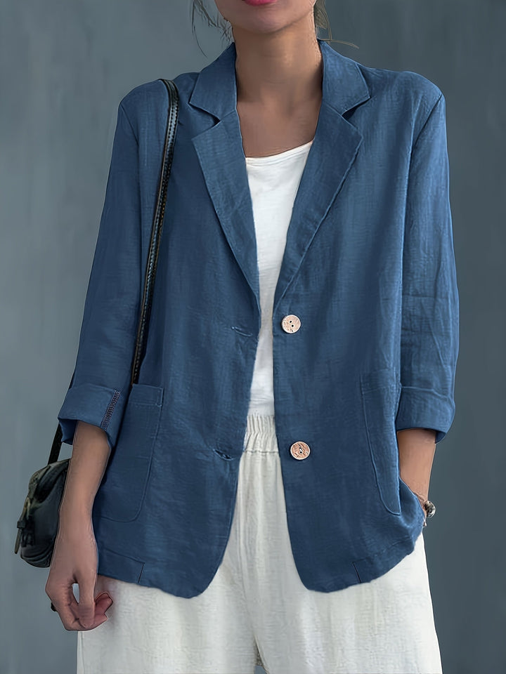 Nadia | Classic Linen Blazer With Pockets For Smart Casual Wear