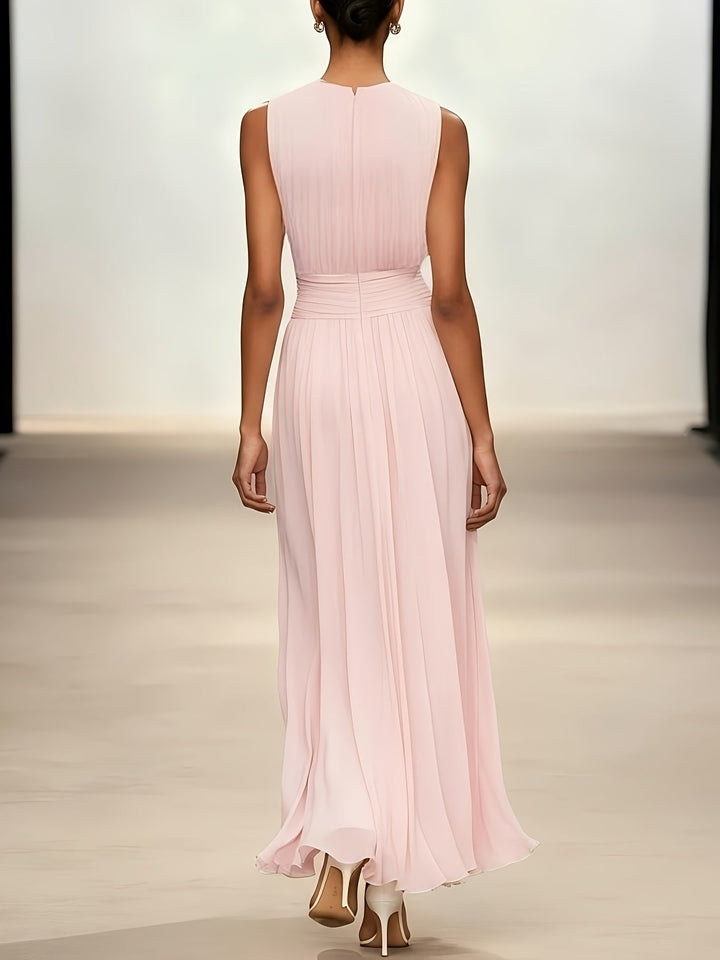 Arabella | Pleated Maxi Wedding Guest Dress With Ruched Waist