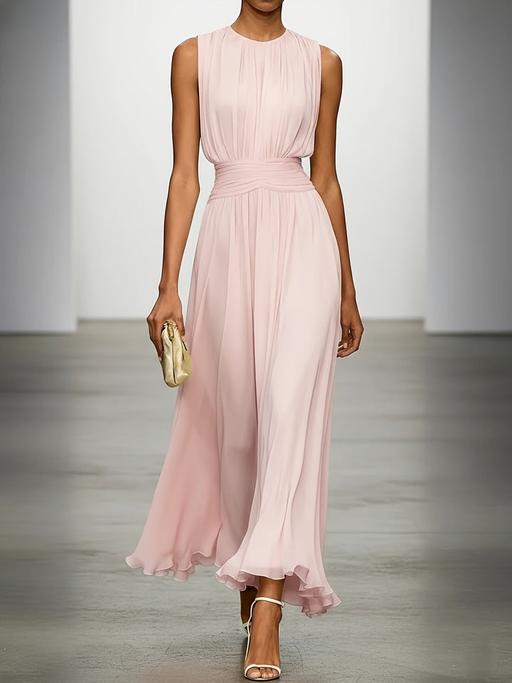 Arabella | Pleated Maxi Wedding Guest Dress With Ruched Waist