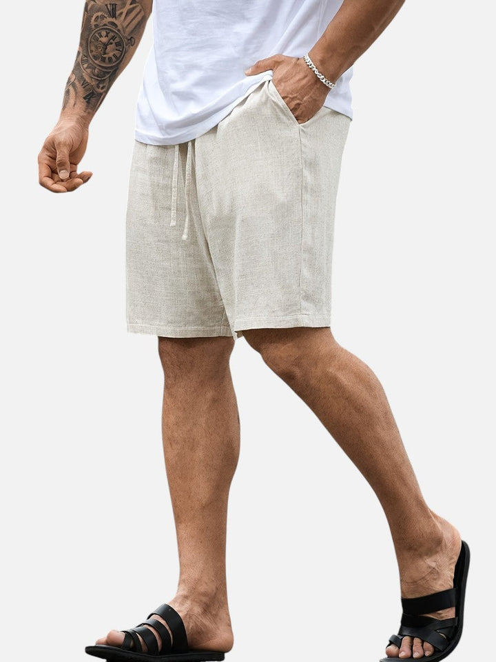 Men’s Casual Drawstring Shorts – Lightweight Linen Look