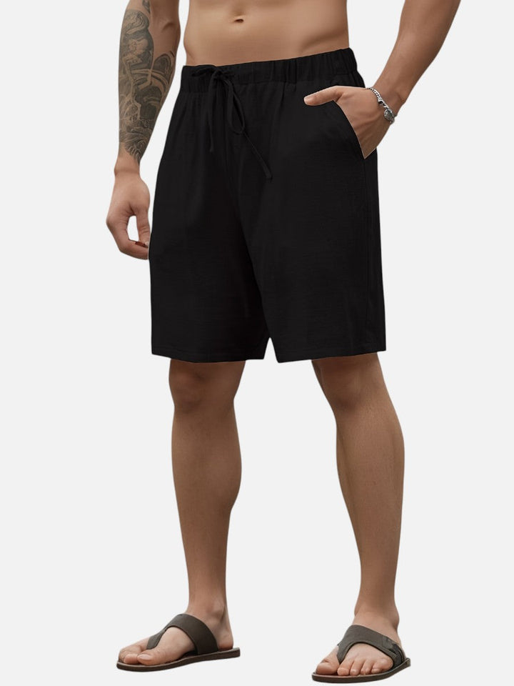 Men’s Casual Drawstring Shorts – Lightweight Linen Look