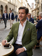 Men's Checked Blazer with Notched Lapel and Button Placket