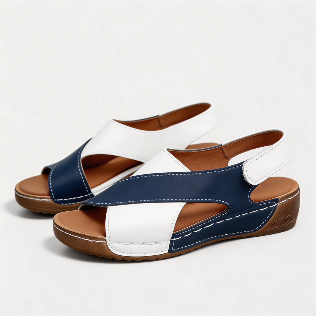 Women's Elegant Two-Tone Open-Toe Wedge Sandals