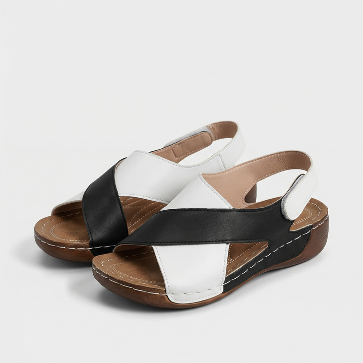 Women's Elegant Two-Tone Open-Toe Wedge Sandals
