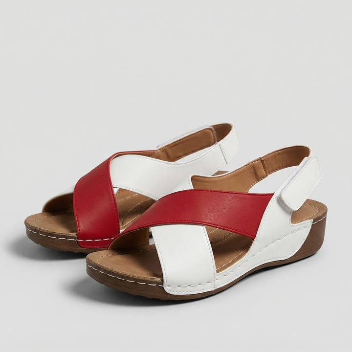 Women's Elegant Two-Tone Open-Toe Wedge Sandals
