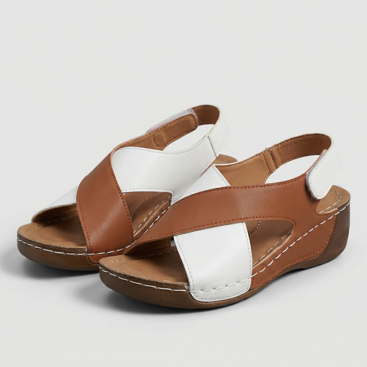 Women's Elegant Two-Tone Open-Toe Wedge Sandals