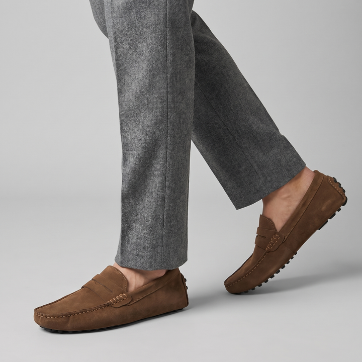 Men’s Slip-On Driver Loafers – Suede Look Casual Elegance