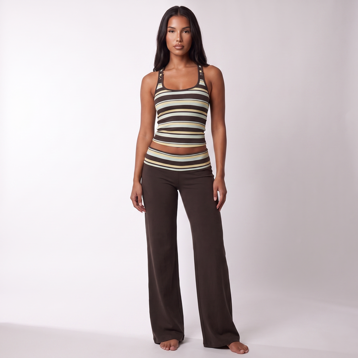 Maeve Women's Striped Co-Ord Set – Sleeveless Top & Wide-Leg Trousers