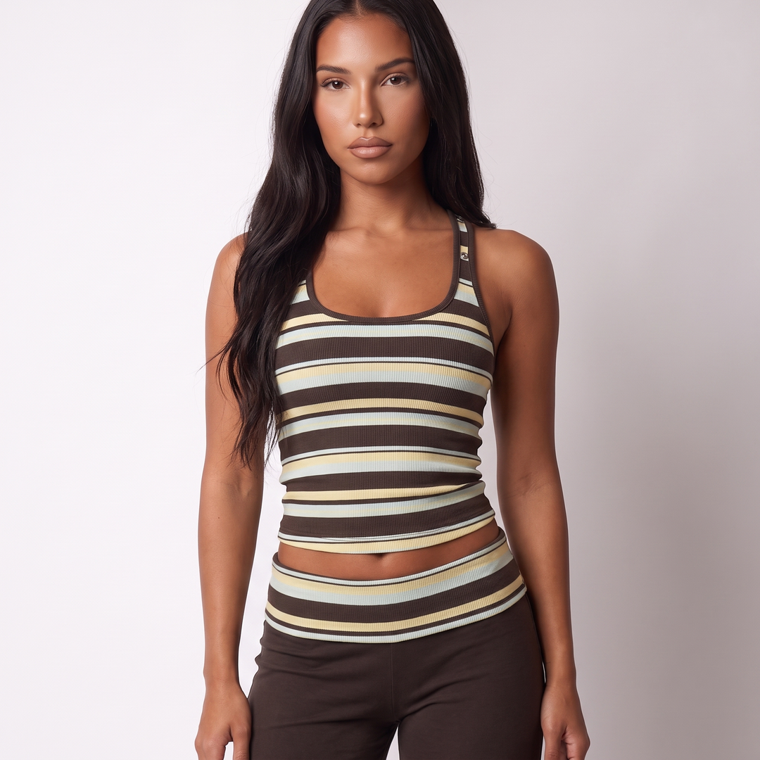Maeve Women's Striped Co-Ord Set – Sleeveless Top & Wide-Leg Trousers