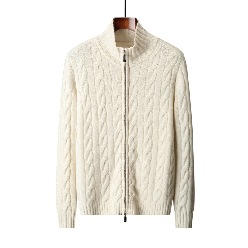 Structured Wool Zip Mock Neck
