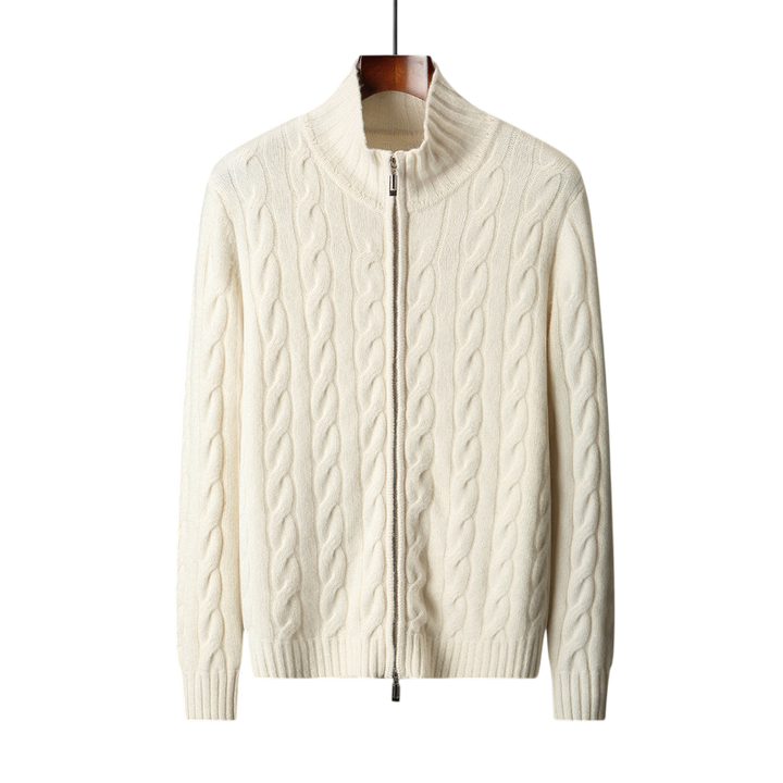 Structured Wool Zip Mock Neck