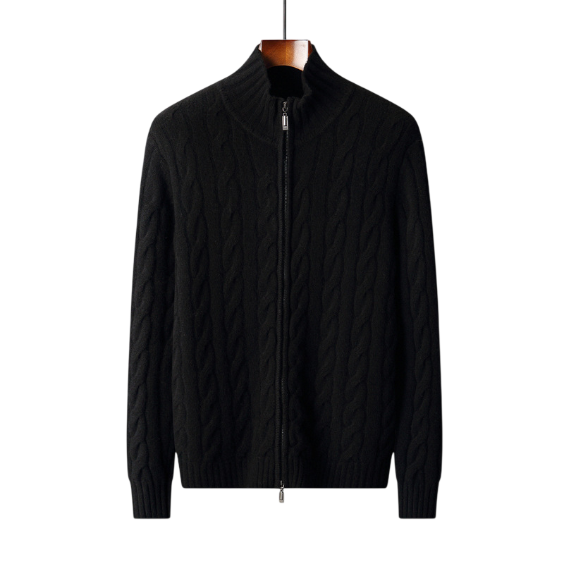 Structured Wool Zip Mock Neck