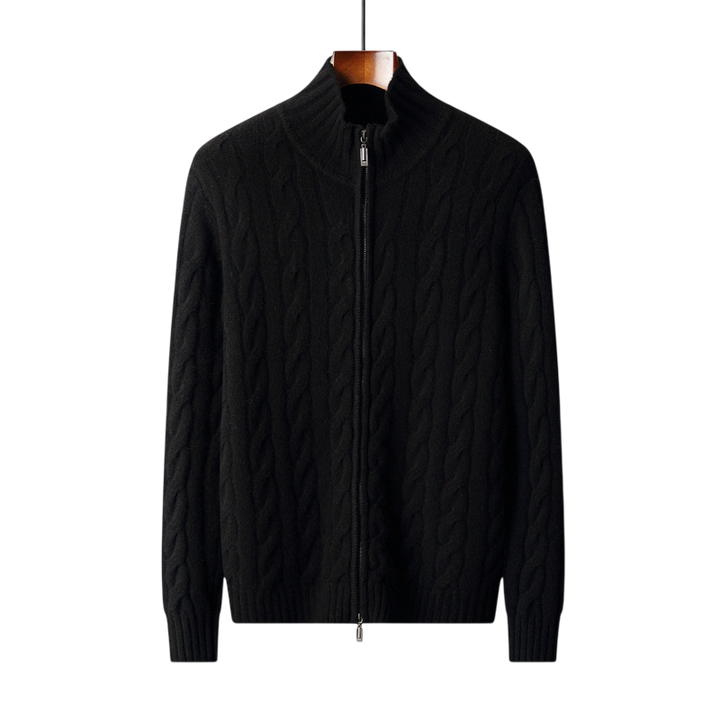 Structured Wool Zip Mock Neck