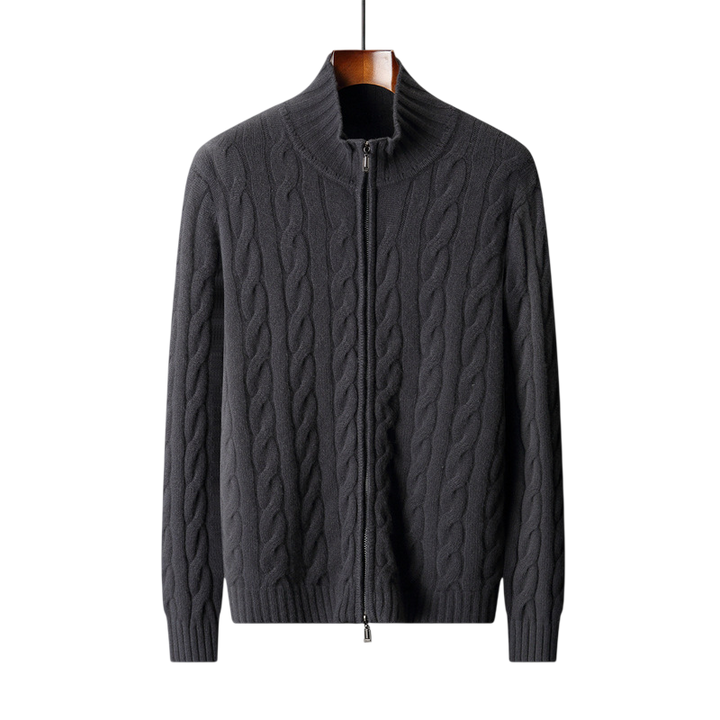Structured Wool Zip Mock Neck