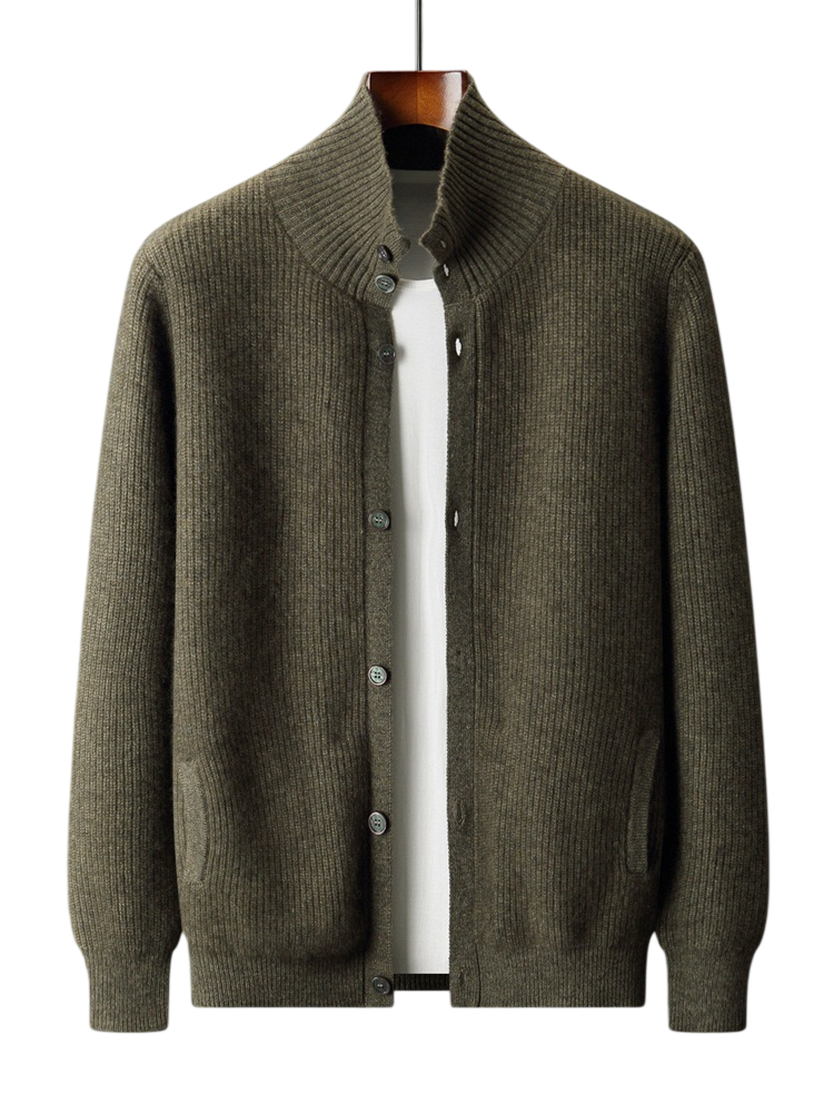 Stand-Collar Knit Cardigan