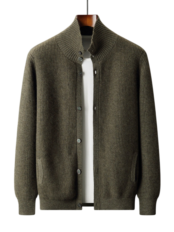 Stand-Collar Knit Cardigan