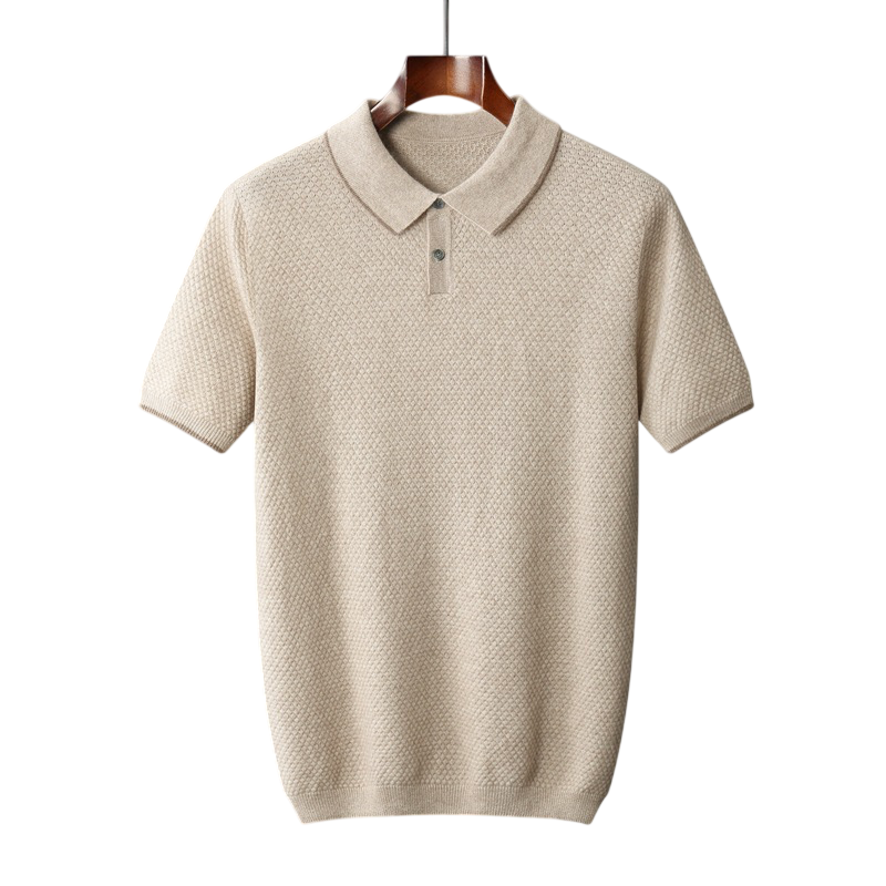 Écru Cachemire Wool Blend Polo