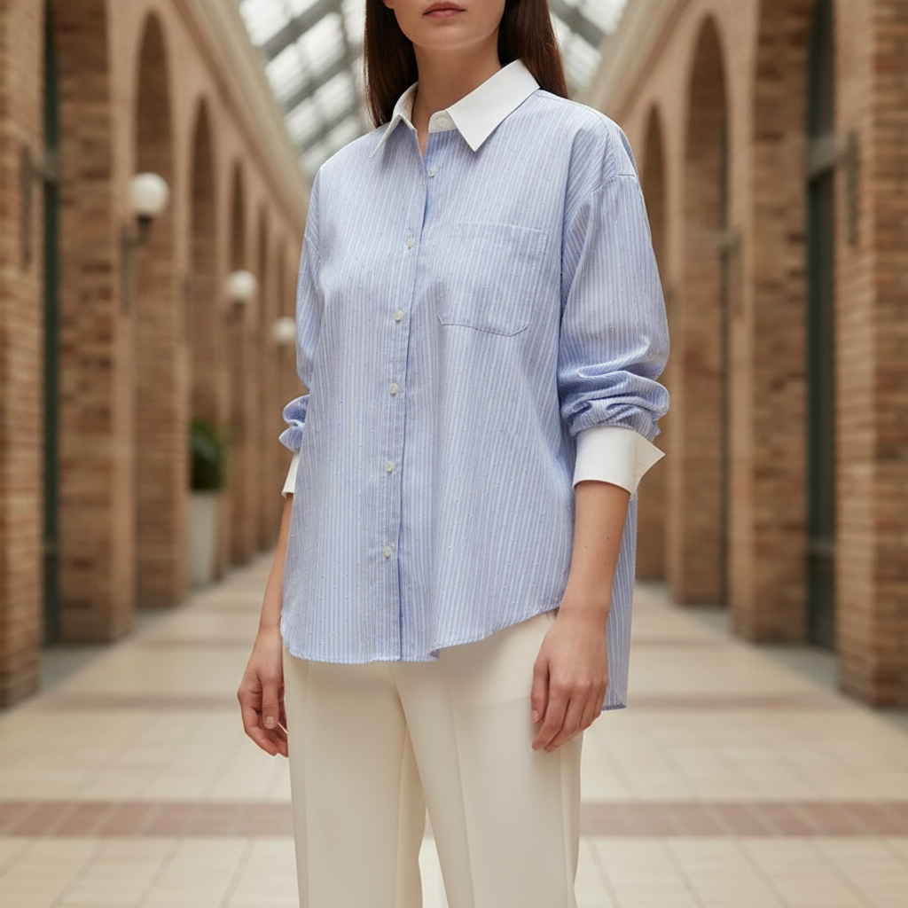 Celeste Contrast Collar Shirt - Blue