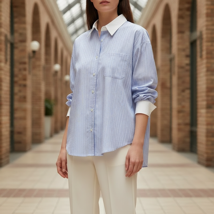 Celeste Contrast Collar Shirt - Blue