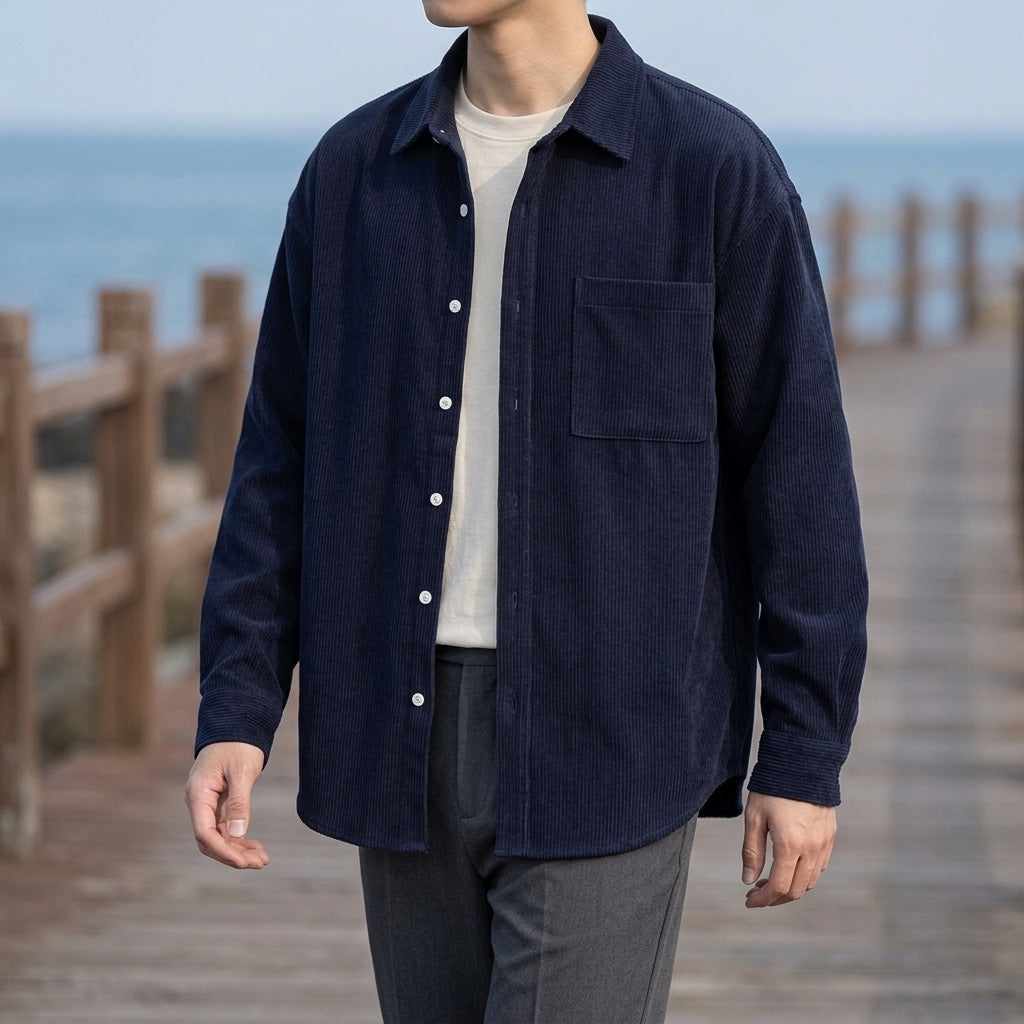 Mason Corduroy Shirt - Navy Blue