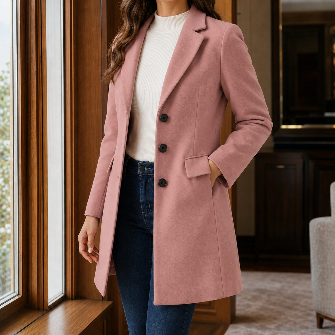 Valencia Tailored Coat - Pink