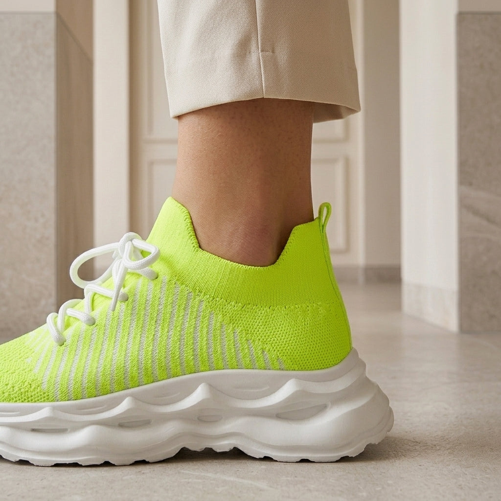 Moretti Knit Platform Sneakers - Lead Product Detail