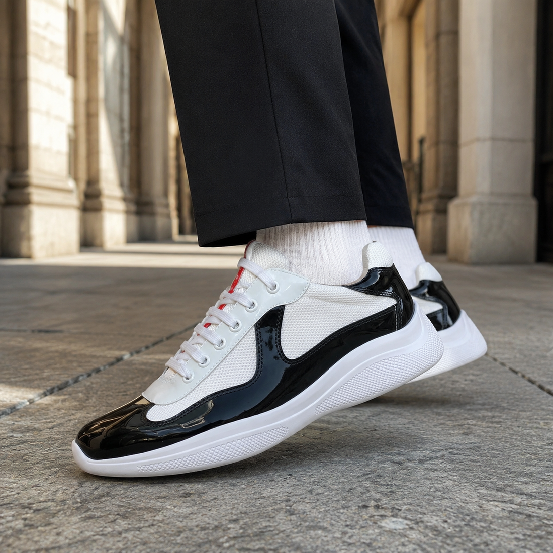 Negroni Leather Sneakers - Black And White
