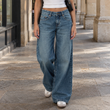 Edith-Louise Wide Leg Jeans - Washed Blue