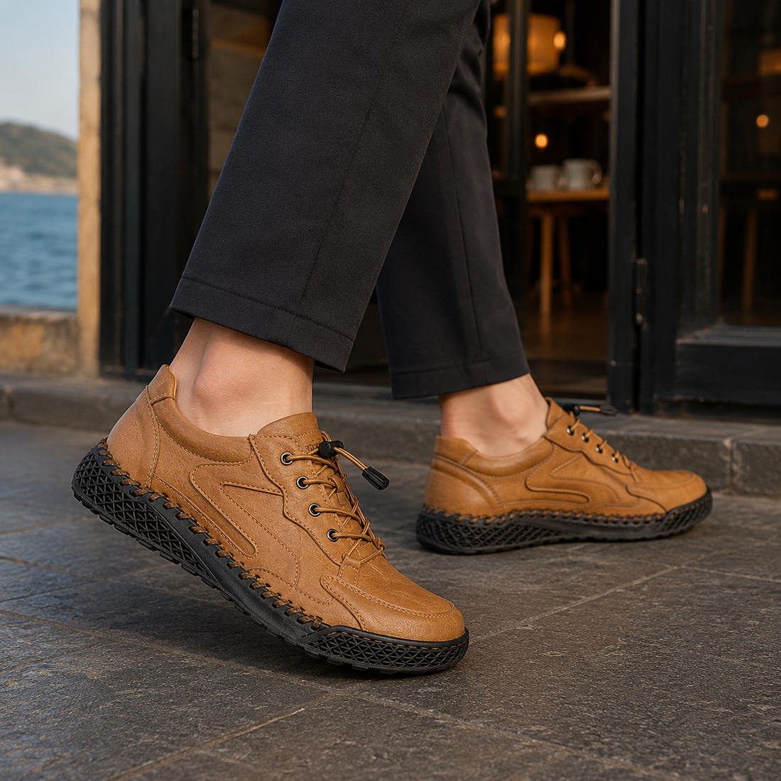 Bargello Lace-Up Shoes - Tan