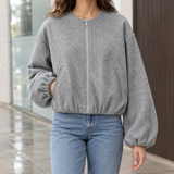 Crystal-Mae Balloon Sleeve Jacket - Gray