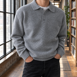 Alderic Chenille Polo Sweater - Light Gray