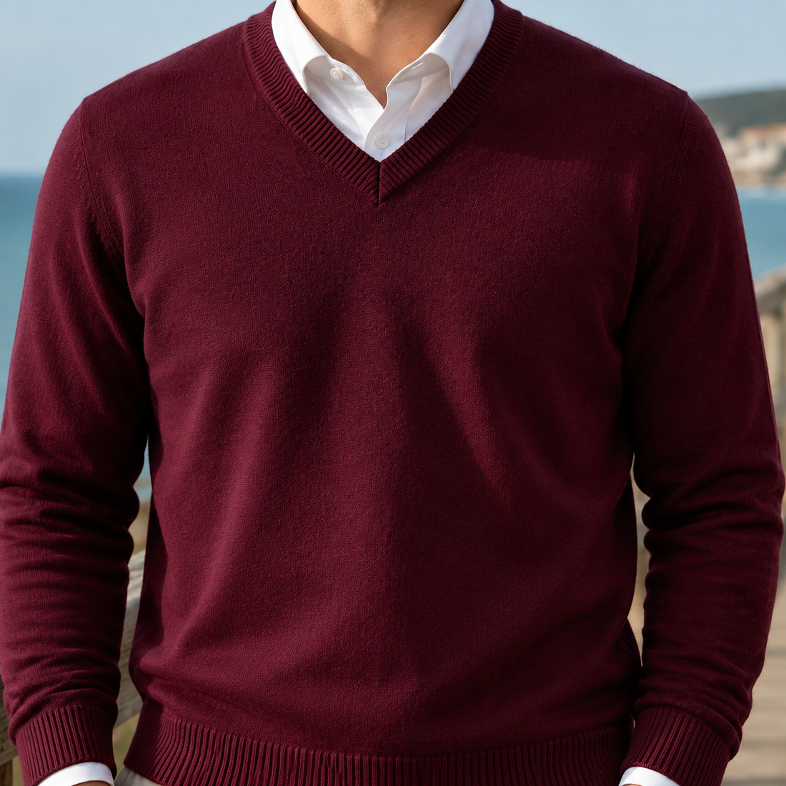 Hector V-Neck Sweater - Red