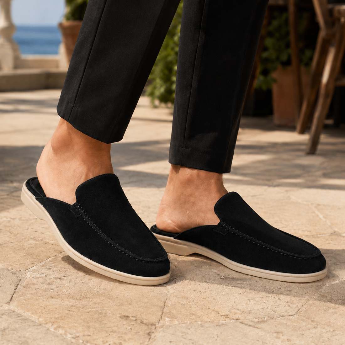 Zorzi Suede Mule Loafers - Black