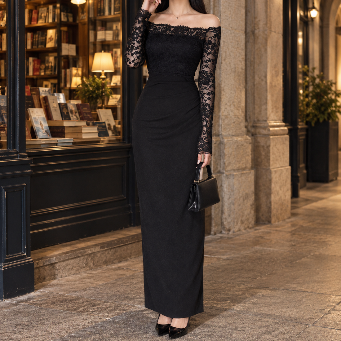 Evangeline-Louise Lace Dress - Black