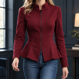 Luna-Sage Peplum Jacket - Red