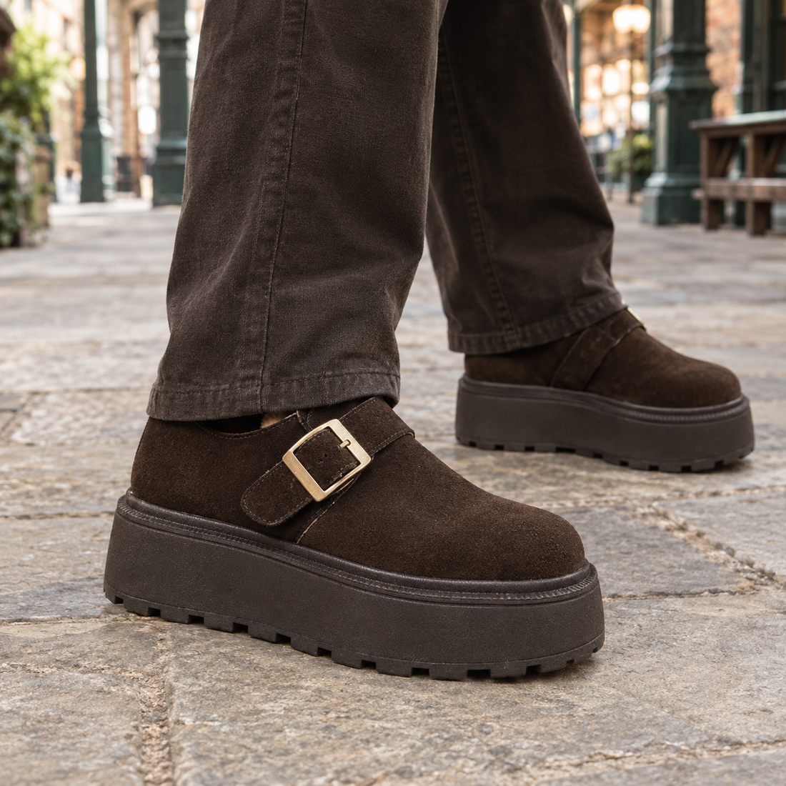 Sabatini Platform Monk Shoes - Brown