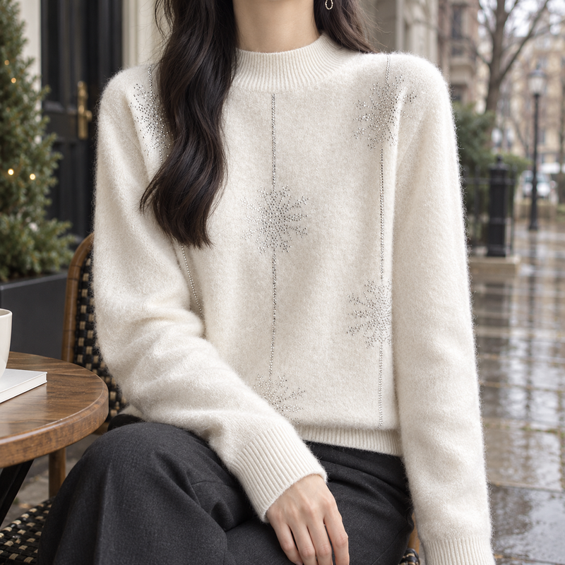Calla-June Rhinestone Sweater - White