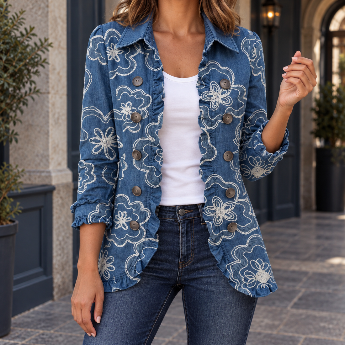 Mirabel-Kate Floral Jacket - Blue