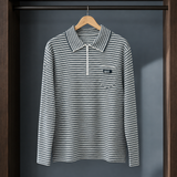 Oriane-Hope Striped Polo Sweater - Black