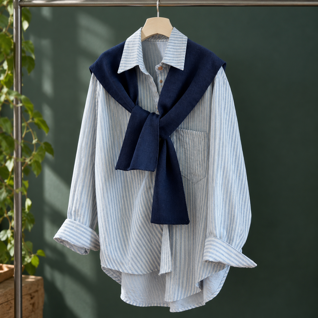 Mackenzie Layered Shirt - Light Blue
