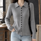 Fiona-Grace Ribbed Cardigan - Gray