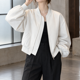 Mara-Claire Cropped Bomber Jacket - White