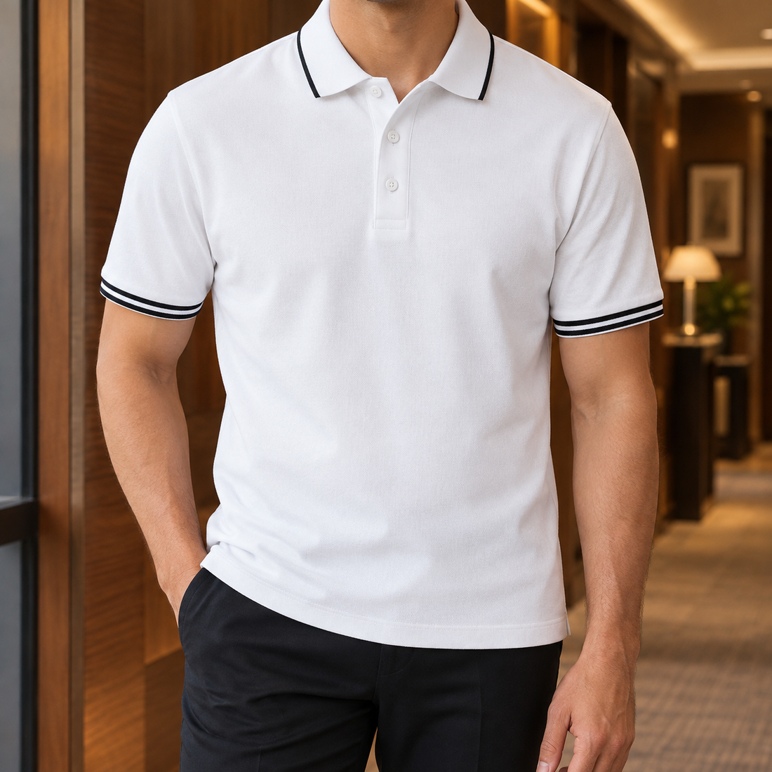 Knox Tipped Polo - White