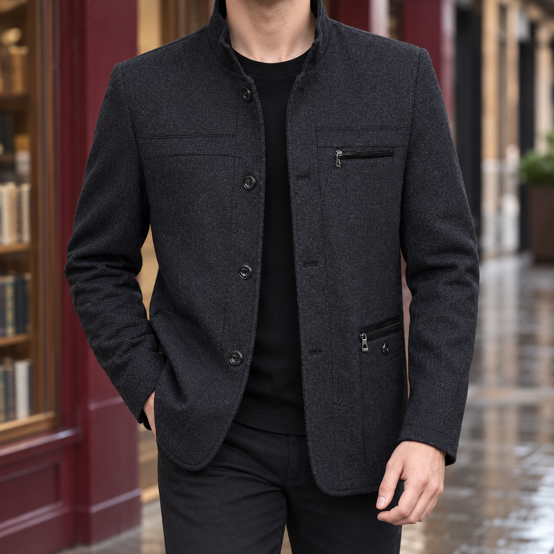 Hudson Stand Collar Jacket - Black
